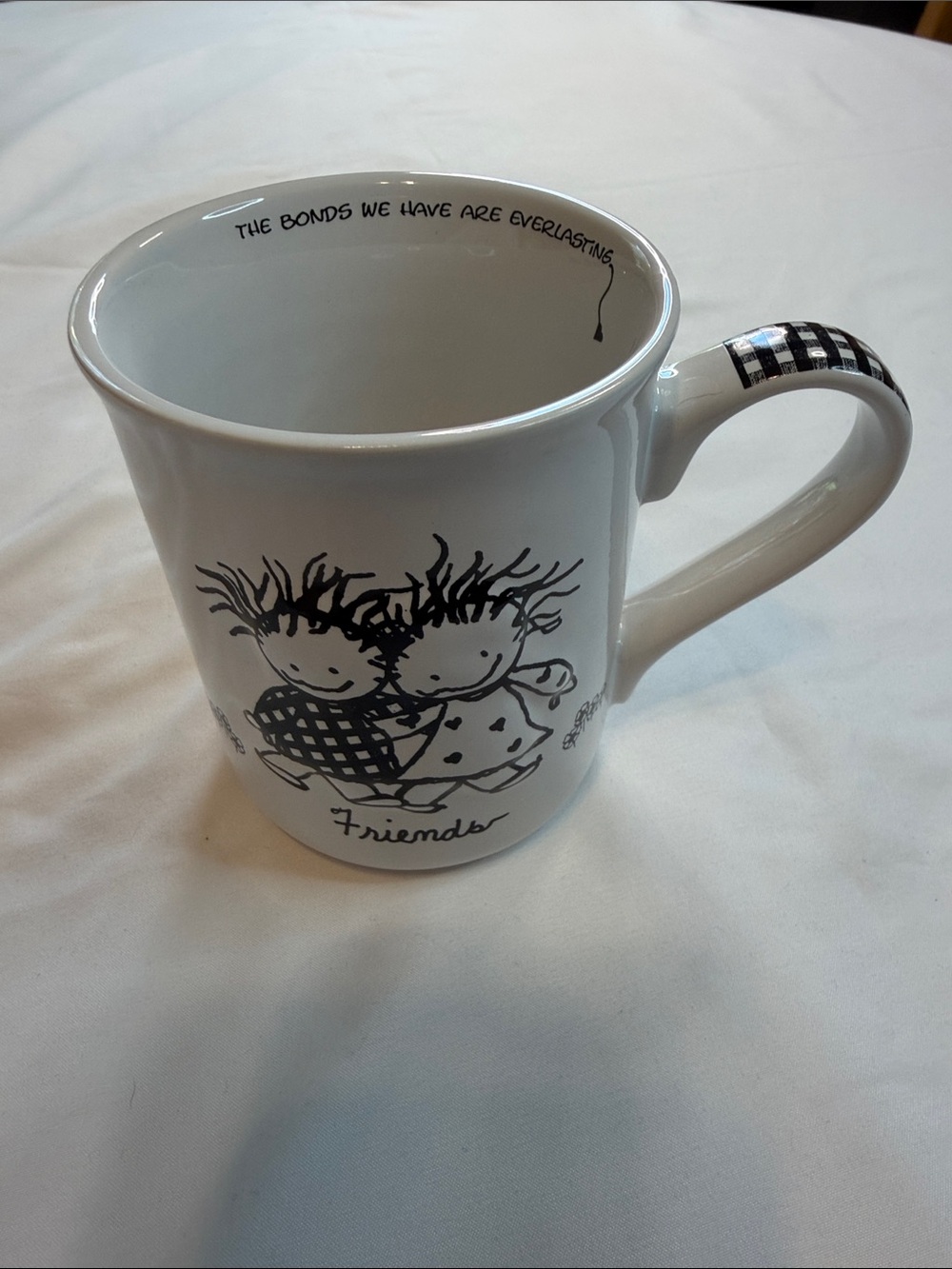 Ceramic Friends Mug in White and Black - Charming Home Dining Cup